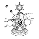 Marvin, character of The Hitchhiker's Guide to the galaxy, in a plongé perspective. tattoo design idea