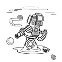 Marvin, character of The Hitchhiker's Guide to the galaxy, in a plongé perspective. tattoo design idea