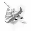 please design tattoo, that contains sr-71 blackbird, wright brothers and icaros  tattoo design idea