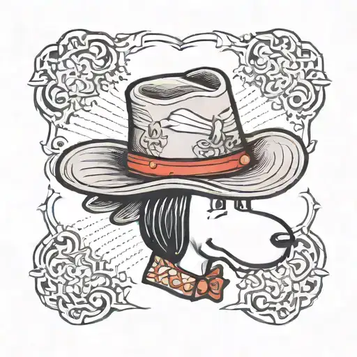 snoopy cowboy hat tattoo design idea