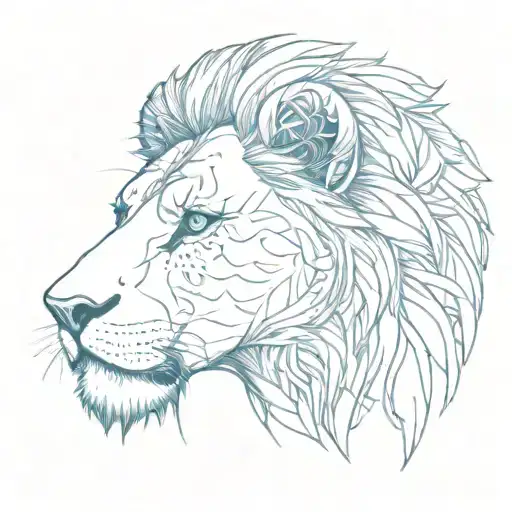a lion with blue eyes tattoo design idea