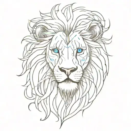 a lion with blue eyes tattoo design idea
