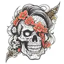 Skull samurai wolf tample tattoo design idea