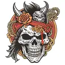 Skull samurai wolf tample tattoo design idea
