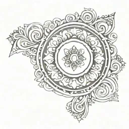 Gothic rosette: a decorative image of a round rosette with geometric patterns and ornaments. tattoo design idea