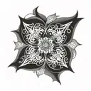Gothic rosette: a decorative image of a round rosette with geometric patterns and ornaments. tattoo design idea