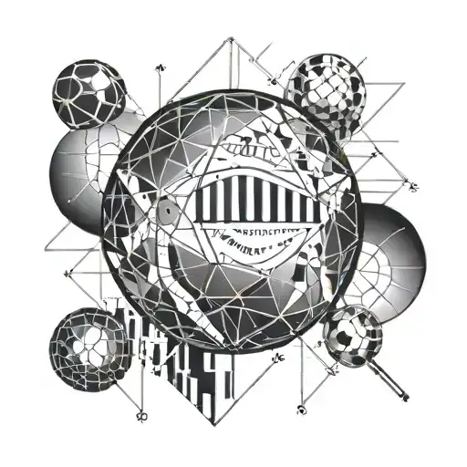 A minimalist tattoo design of a sports ball made up of mathematical equations, showcasing the client's love for sports and math tattoo design idea