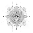 An abstract geometric design combining the sun, mandala, and protection symbols tattoo design idea