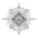 An abstract geometric design combining the sun, mandala, and protection symbols tattoo design idea