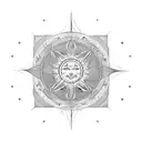 A protective sun symbol surrounded by a geometric mandala tattoo design idea