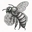 honeybee side profile with honeycomb back  tattoo design idea
