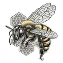honeybee side profile with honeycomb back  tattoo design idea