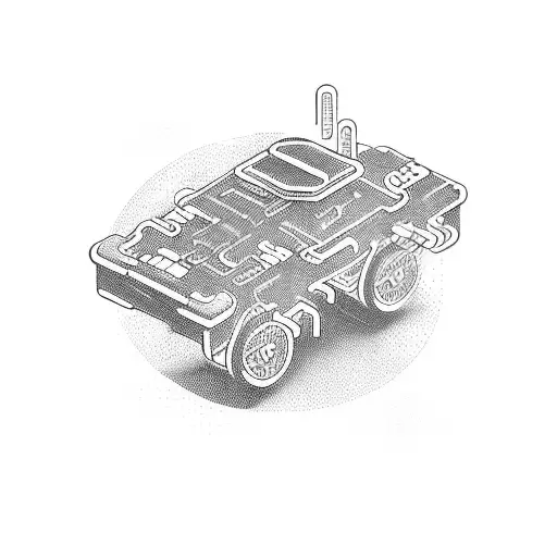 Combine elements of computer circuitry with remote control car racing for a tech-inspired design tattoo design idea