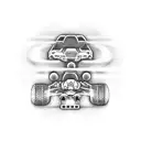 Incorporate a detailed remote control car racing track with obstacles and jumps into the design tattoo design idea