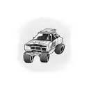 Incorporate a detailed remote control car racing track with obstacles and jumps into the design tattoo design idea