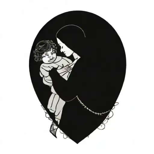  mother carrying two children  tattoo design idea