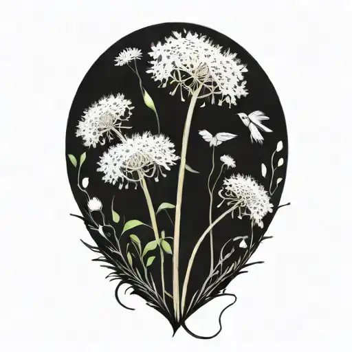 Occupation: dandelion transforming into a mother with two babies in her arms tattoo design idea