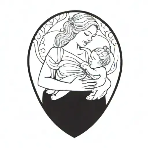 mother of two children breastfeeding  tattoo design idea