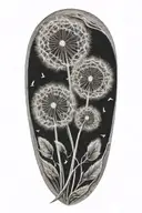 Dandelion seeds transforming into two babies being carried by a mother tattoo design idea