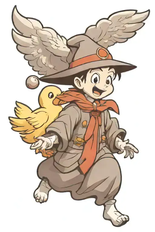 Casper   ghost chasing a baby chicken tattoo design idea