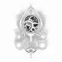 Yggdrasil, tree of life, elements of fire, mass effect, sterne, sci-fi,dragon,magic ,stardust,sailing tattoo design idea