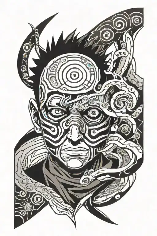 Obito Uchiha mask split tattoo design idea