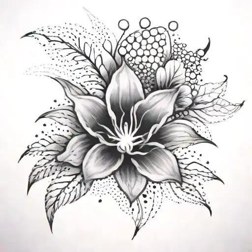 xray flower and smoke  tattoo design idea
