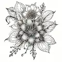 xray flower and smoke  tattoo design idea