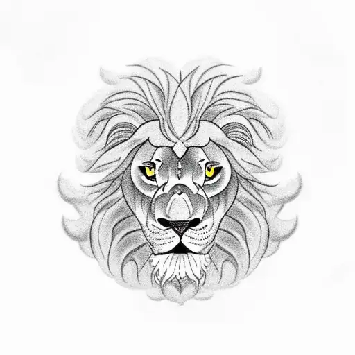 A blackwork lion emerging from a cloud of smoke, symbolizing the strength gained from war tattoo design idea