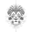 A blackwork lion emerging from a cloud of smoke, symbolizing the strength gained from war tattoo design idea