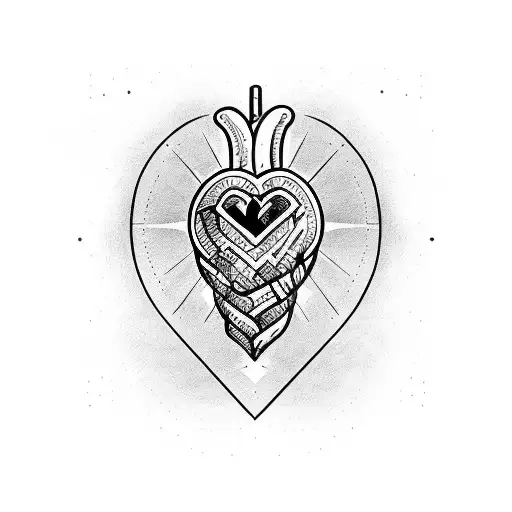 heart which is diagonaly cut where left half sketch style and right half steampunk tattoo design idea