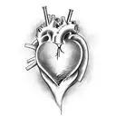 heart which is diagonaly cut where left half sketch style and right half steampunk tattoo design idea