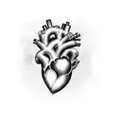 heart which is diagonaly cut where left half sketch style and right half steampunk tattoo design idea
