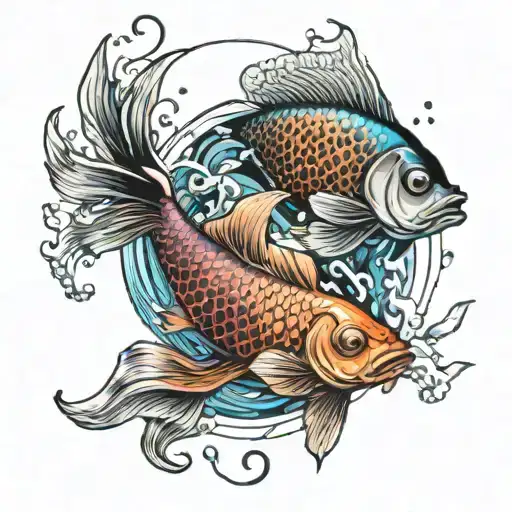 yin and yang, fish, water  tattoo design idea