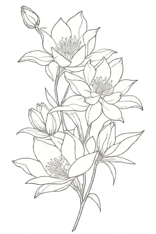 Larkspur with a waterlily and a peonie tattoo design idea