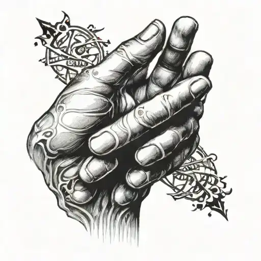 A delicate hand reaching out to support a struggling figure, symbolizing assistance and empathy tattoo design idea