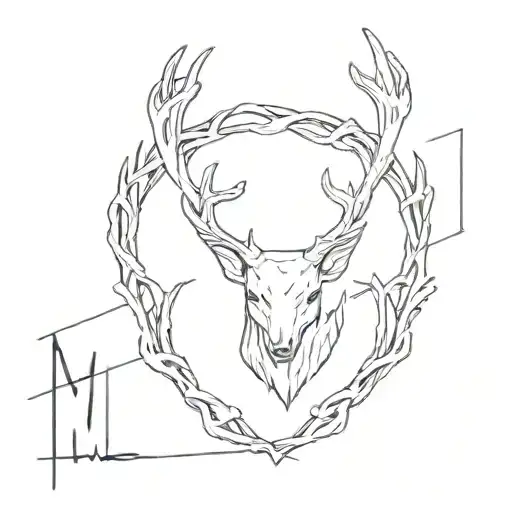 deer antler with a m tattoo design idea