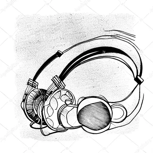 audio cassette and headphones tattoo design idea