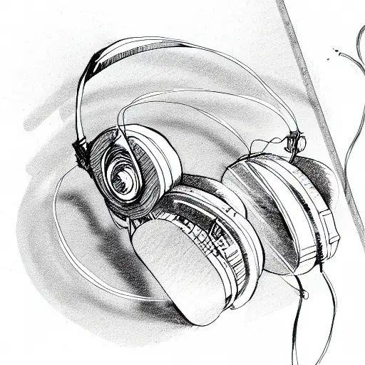 audio cassette and headphones tattoo design idea