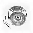 audio cassette and headphones tattoo design idea