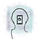 Cassette from an audio cassette with headphones tattoo design idea