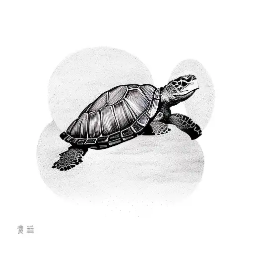 turtle in heaven with numbers 06.16.20 tattoo design idea