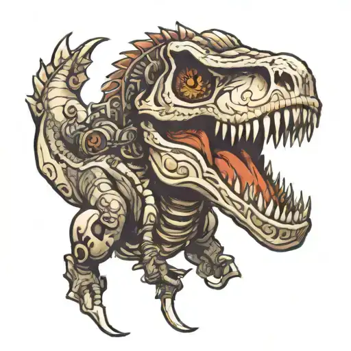 Skull Tyrannosaurus Rex tattoo design idea