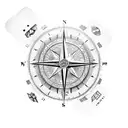 explore compass travel globe tattoo design idea