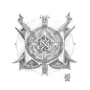 Bind Rune Elder Futhark Tiwaz, Eihwaz, Algiz, Thurisaz tattoo design idea
