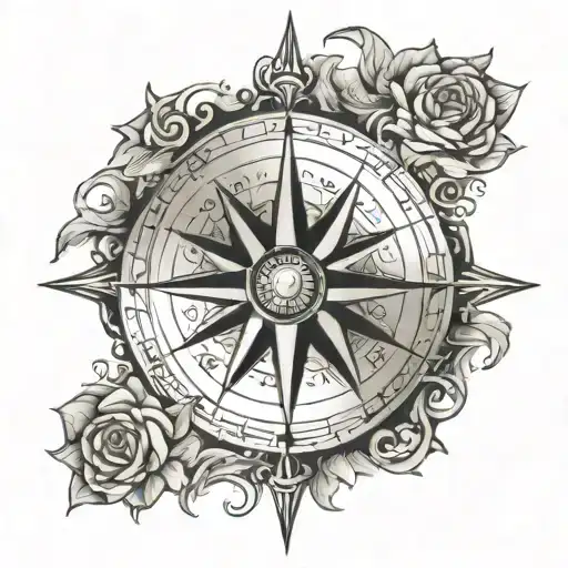 compass rose with 4 thumbprints included that are in the 4 different directions   tattoo design idea