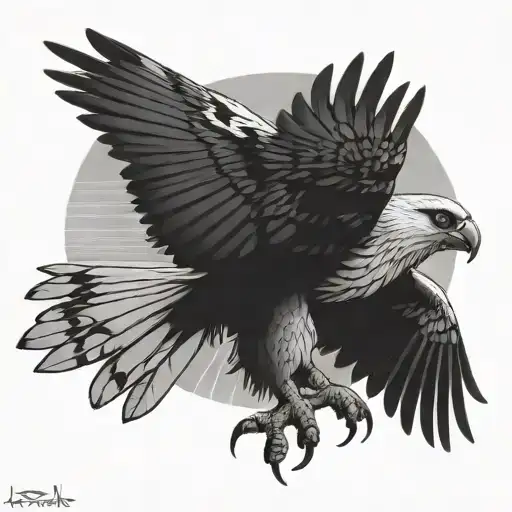Harpy Eagle flying towards the sun tattoo design idea