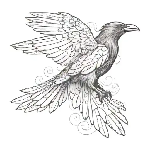 black raven with outstretched wings tattoo design idea