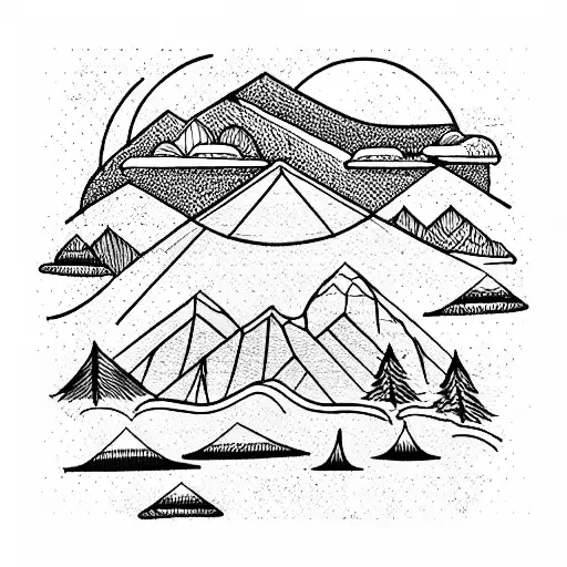 Mountain Scene tattoo design idea