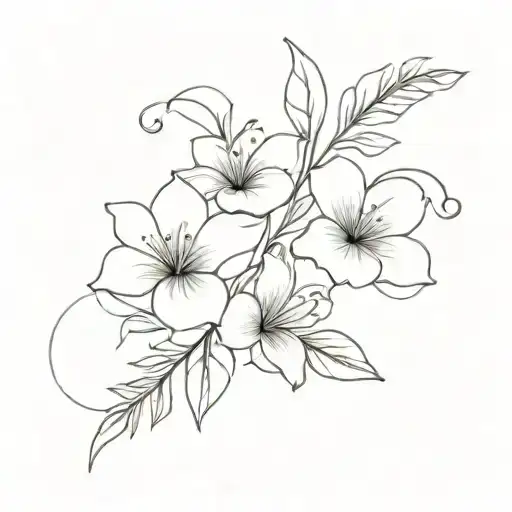 birth month flowers for February, March, July and August tattoo design idea